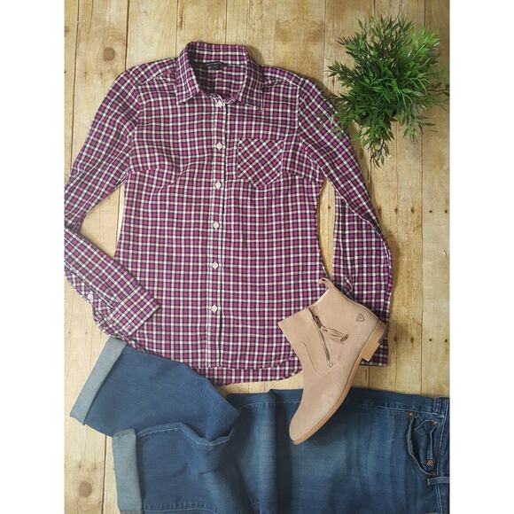 American Eagle Outfitters AEO Women's Plaid Purple Button Up Shirt Size S - Picture 9 of 9